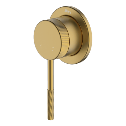 Poco Knurled Shower Mixer Lead Free - Brushed Brass