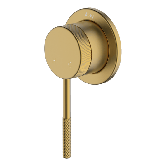 Poco Knurled Shower Mixer Lead Free - Brushed Brass