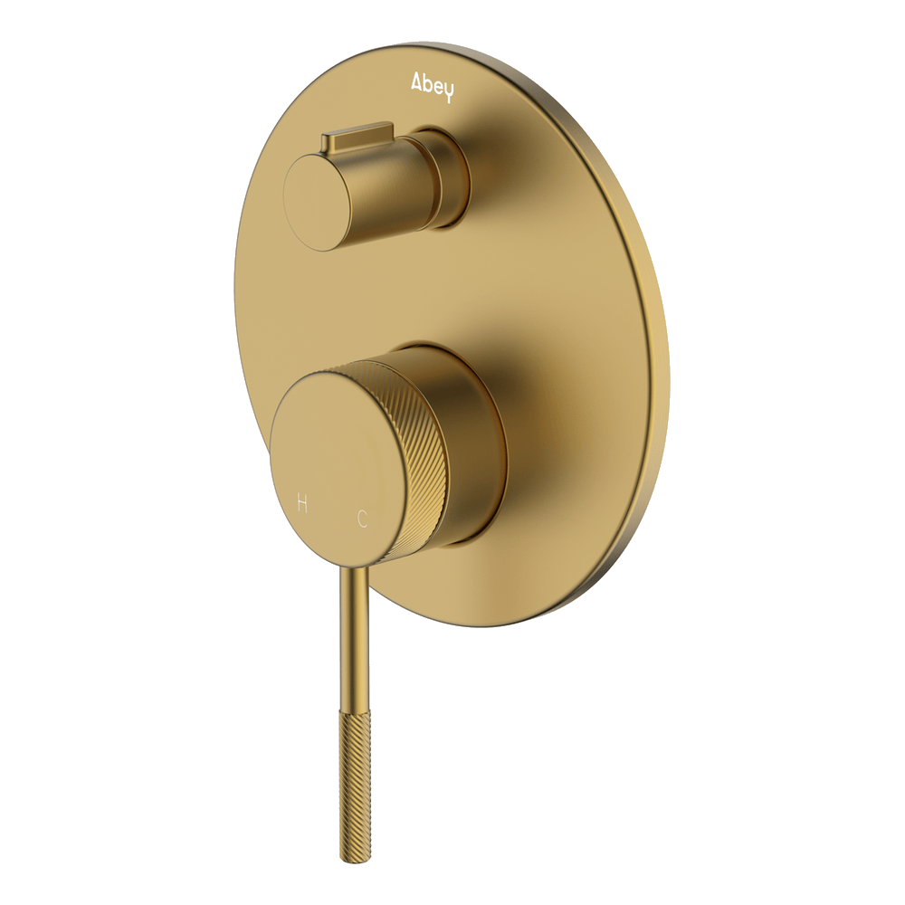 Poco Knurled Diverter Mixer - Brushed Brass