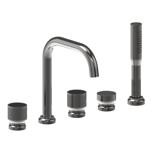 Lumiere Five Piece Bath Mixer Set - Brushed Gold