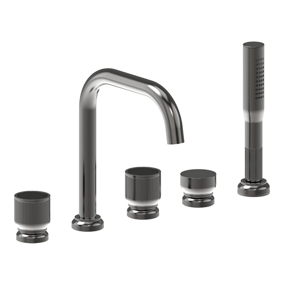 Lumiere Five Piece Bath Mixer Set - Black Brushed Nickel
