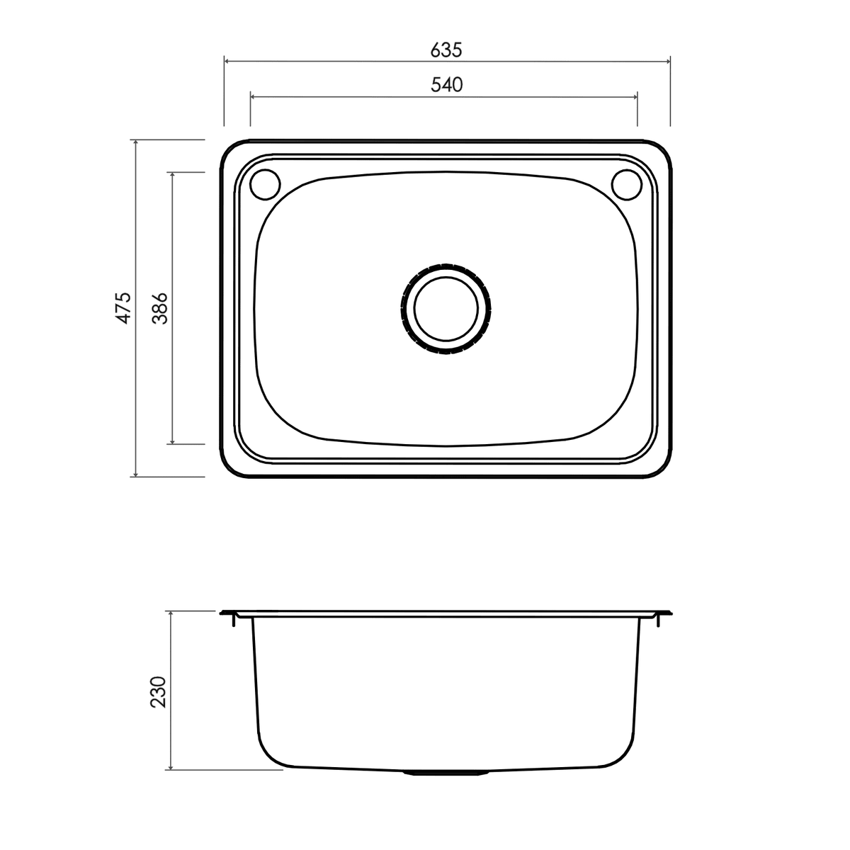Everhard Classic 45L Utility Sink - 635mm (L) X 475mm (W) X 230mm (H)