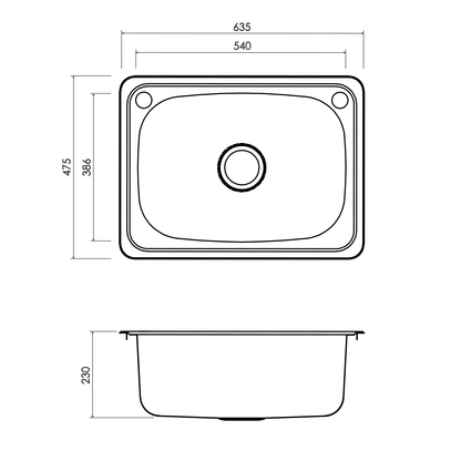 Everhard Classic 45L Utility Sink With Overflow - 630mm (L) X 470mm (W) X 230mm (H)