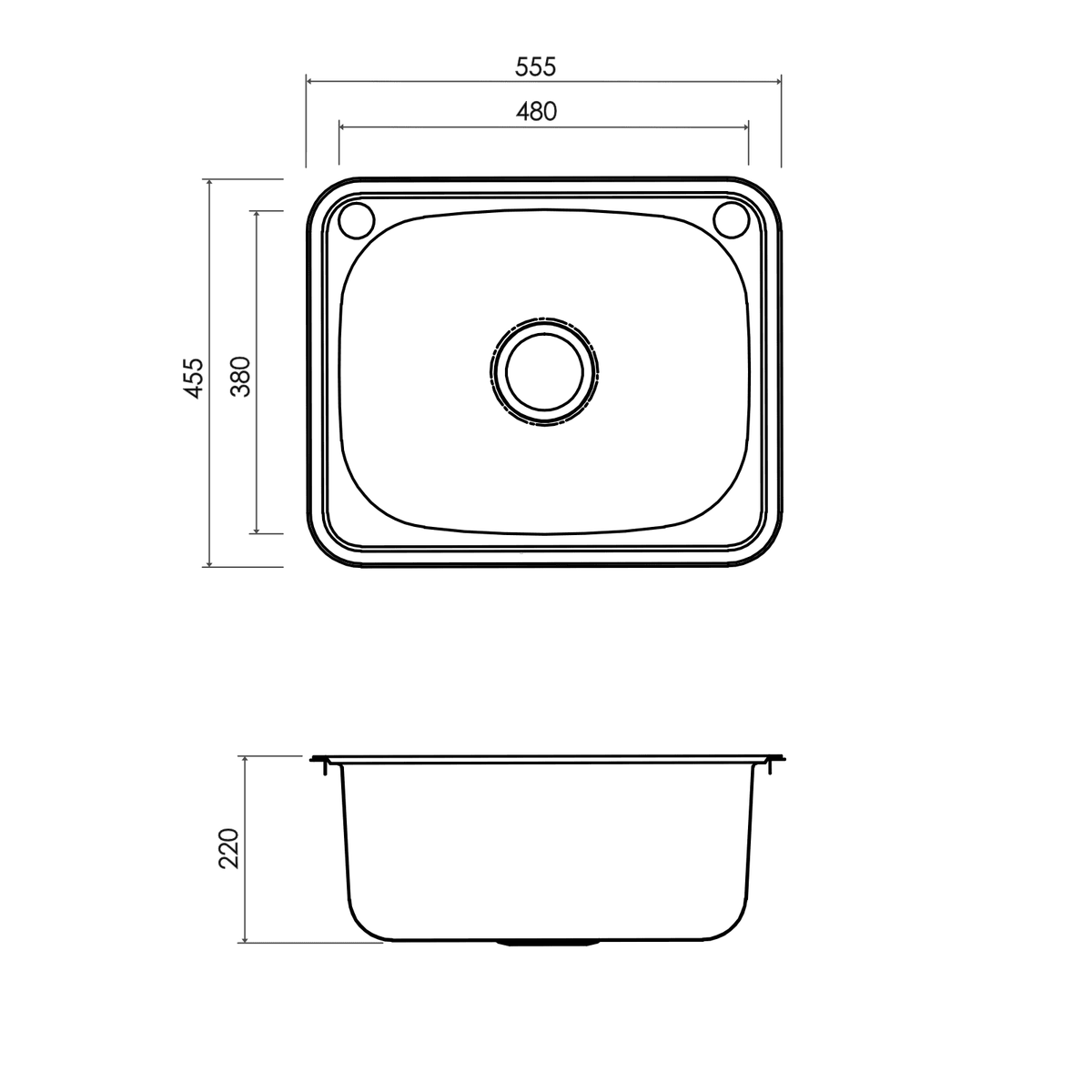Everhard Classic 35L Utility Sink - 2 Tapholes - 555mm (L) X 455mm (W) X 220mm (H)