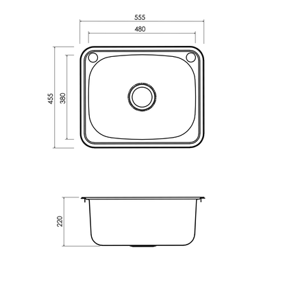 Everhard Classic 35L Utility Sink - 2 Tapholes - 555mm (L) X 455mm (W) X 220mm (H)