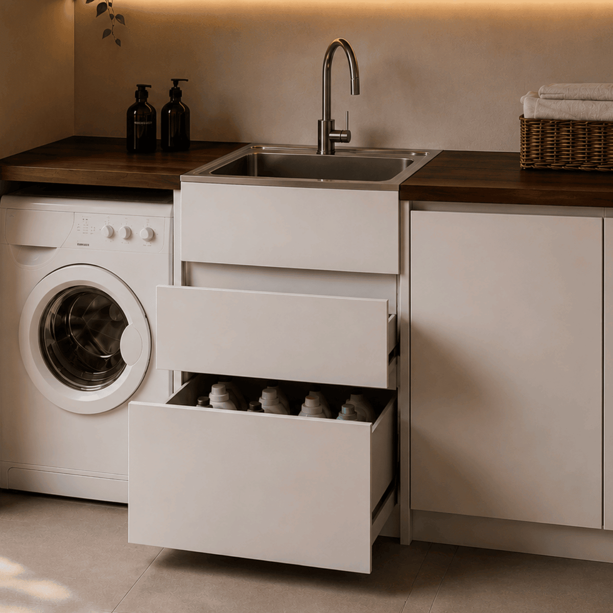 Everhard Nugleam 45L Drawer System Laundry Unit - 560mm (L) X 510mm (D) X 870mm (H)