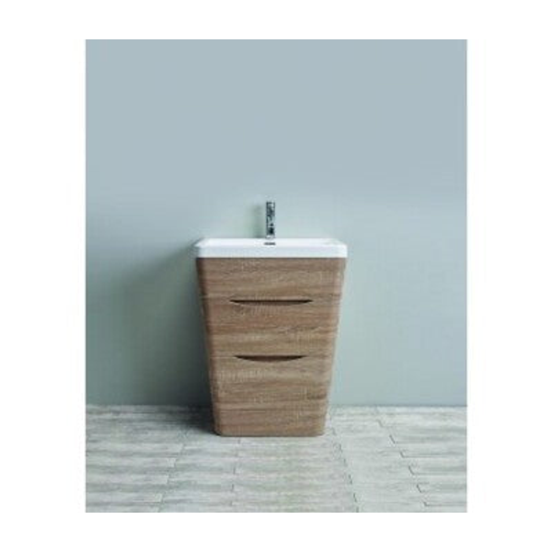 Belbagno Piramid 650mm Floor Standing Vanity  Oak 650 X 520 X 800