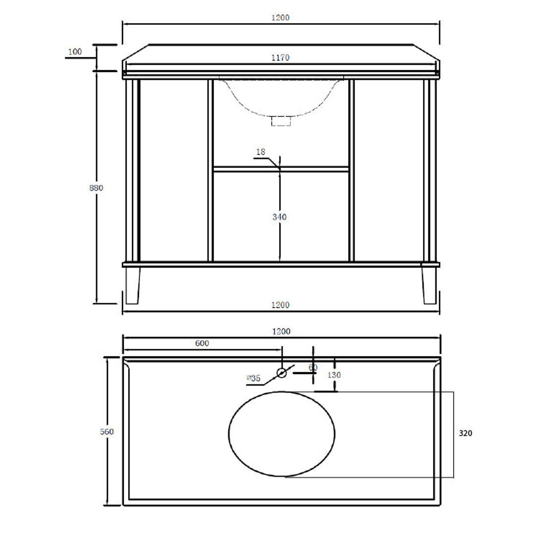 T&H Coventry 120 X 55 Sgl Bowl Satin  Vanity Real Marble Top & U/C Basin