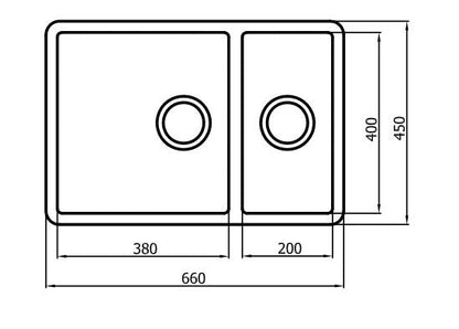 INSPIRE DOUBLE BOWL KITCHEN SINK  660MM
