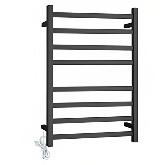 INSPIRE HEATED TOWEL RAIL 8 BAR SQUARE MATTE BLACK 912MM