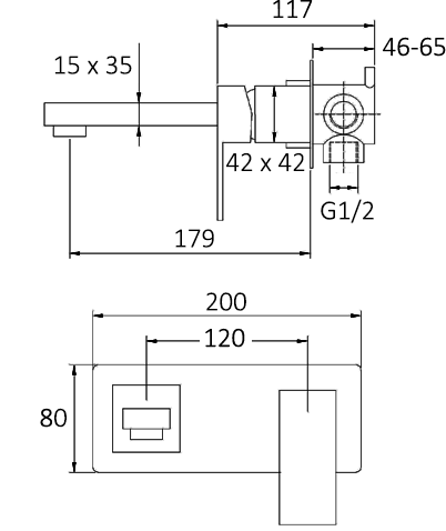 INSPIRE TARAN WALL BASIN MIXER 200MM
