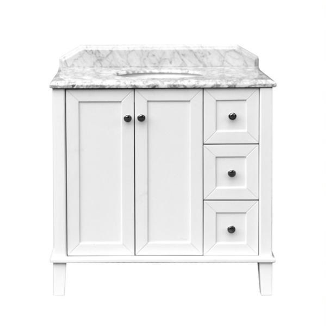 T&H Coventry 90 X 55 Satin  Vanity Real Marble Top & Ceramic U/C Basin