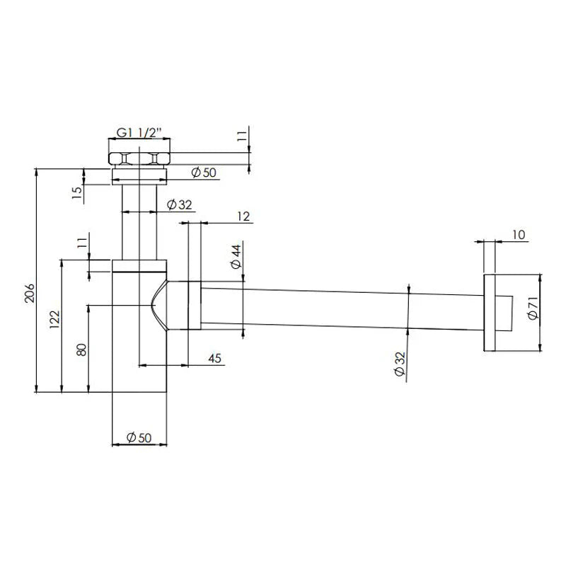 SPARE Phoenix Bottle Trap 40MM Brushed Nickel