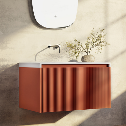 Belbagno Rimini Wall Hung Bathroom Vanity Potter's Clay
