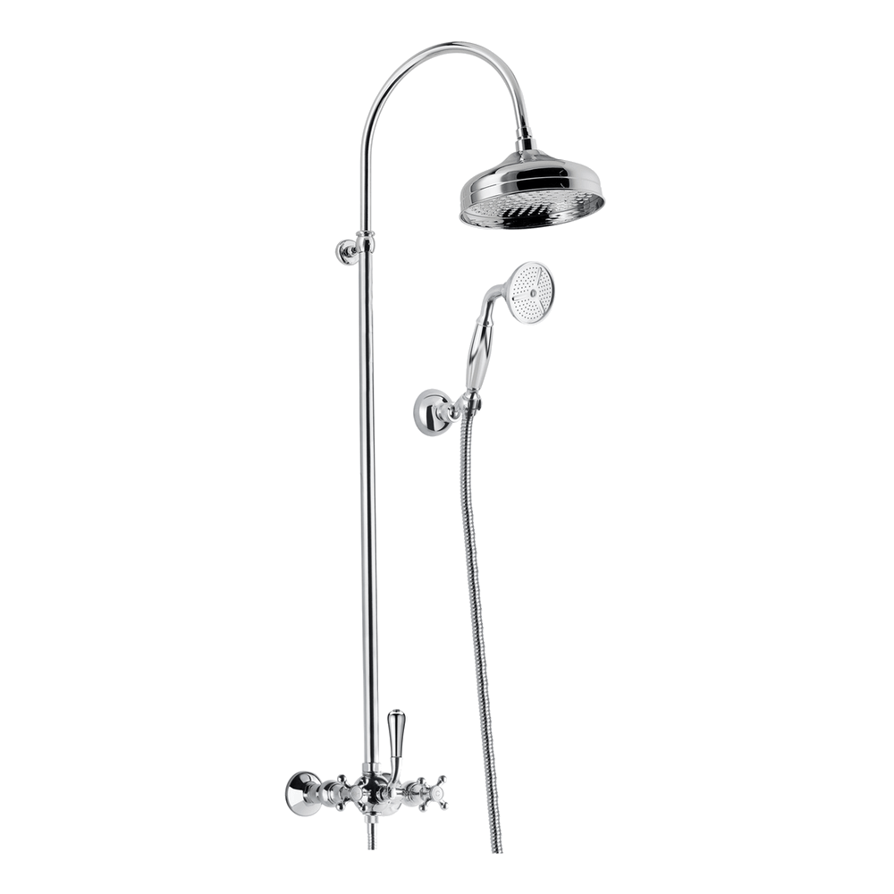 Provincial Twin Overhead Shower with Hand Shower - Black Brushed Nickel
