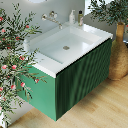 Belbagno Rimini Wall Hung Bathroom Vanity Rainforest Green