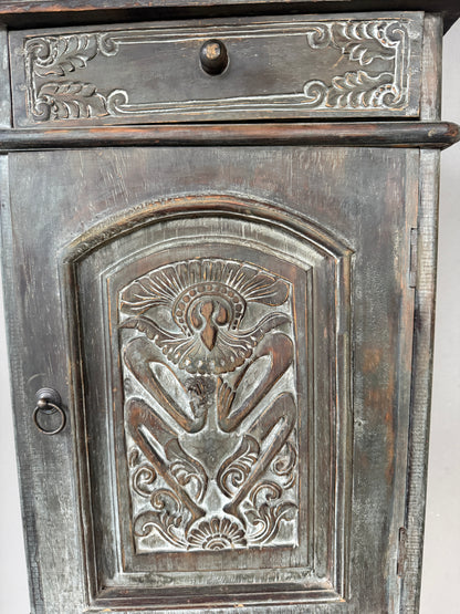 Vintage Wooden Carved Storage Cabinet