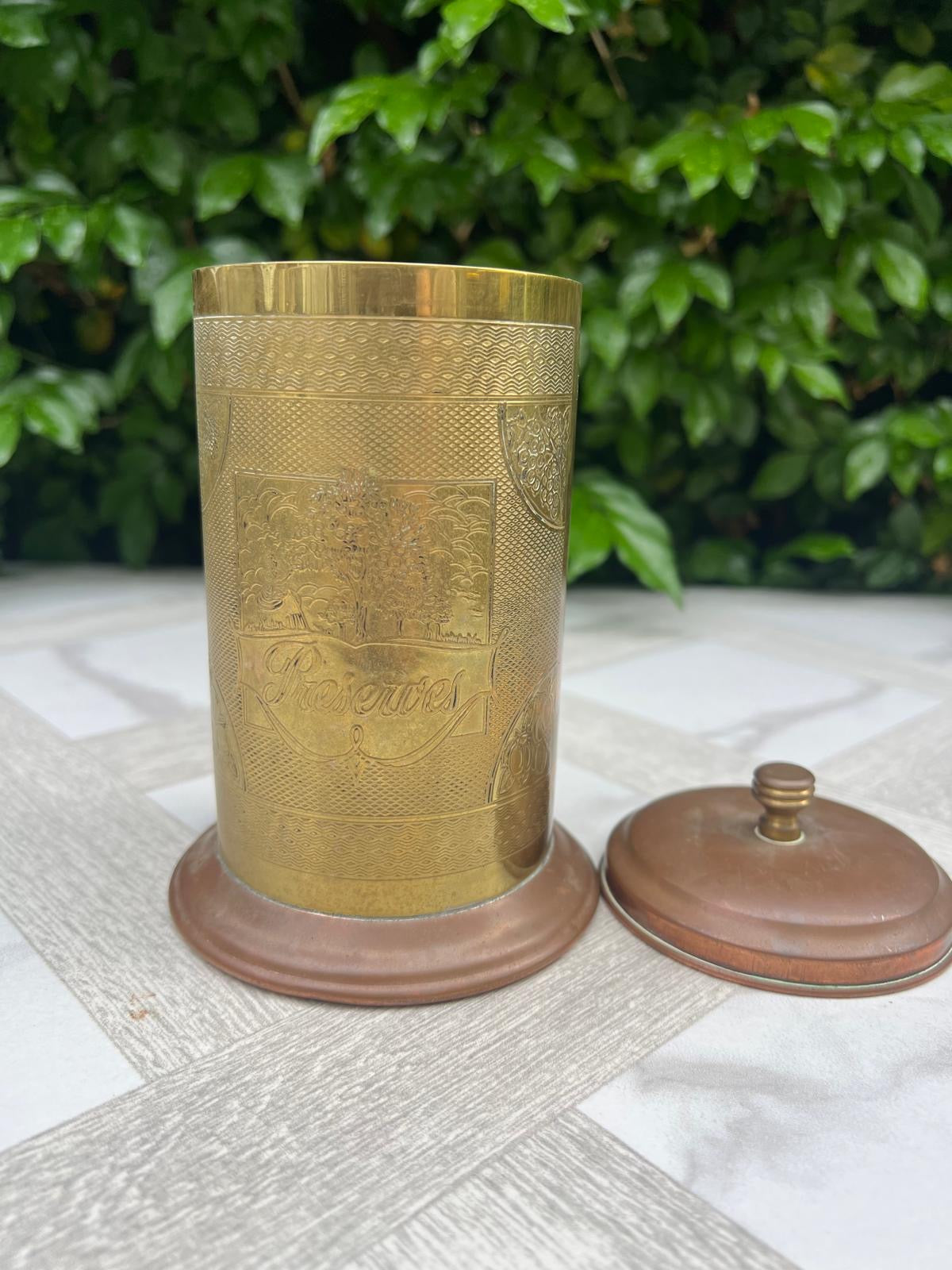 Vintage Brass and Copper Preserves Cannister