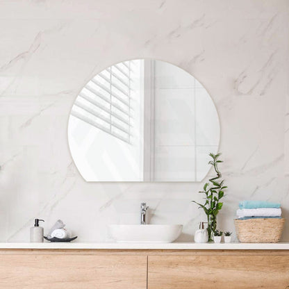 900/1200/1500mm ThermoGroup Hamilton D-Shaped Polished Edge Wall Mirror Glue to Wall or Hangers with Demister Available