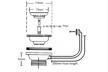 Turner Hastings 90x50   Steel Basket Waste with Overflow Kit & Long Bolt