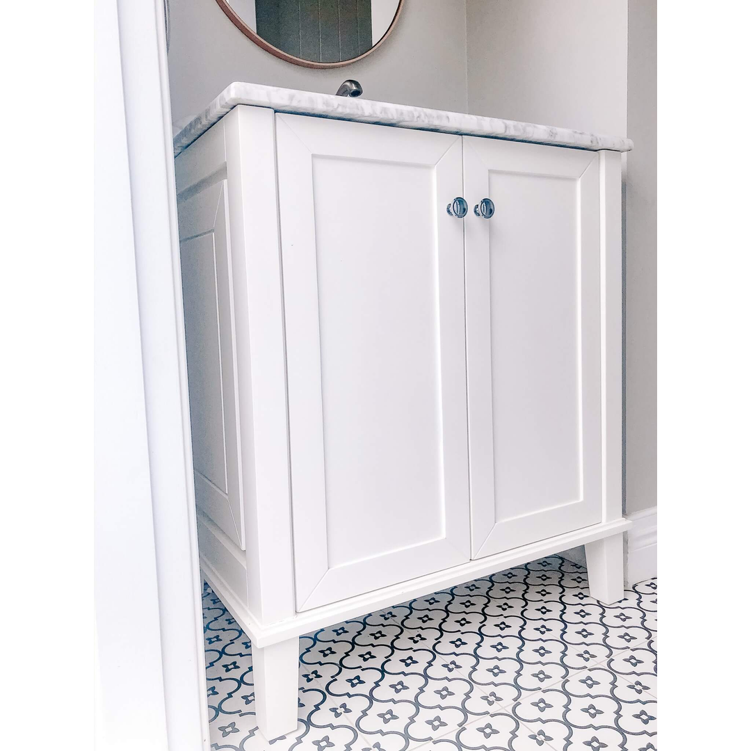 T&H Coventry 75 X 55 Satin  Vanity Real Marble Top & Ceramic U/C Basin