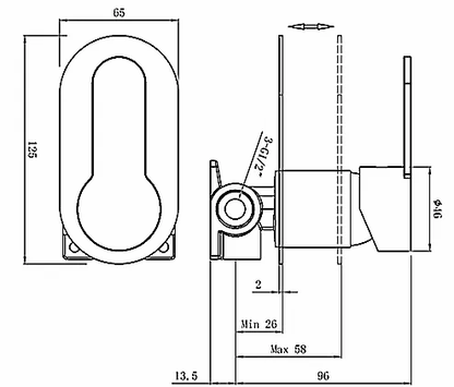 INSPIRE VOGH SHOWER WALL MIXER 125MM