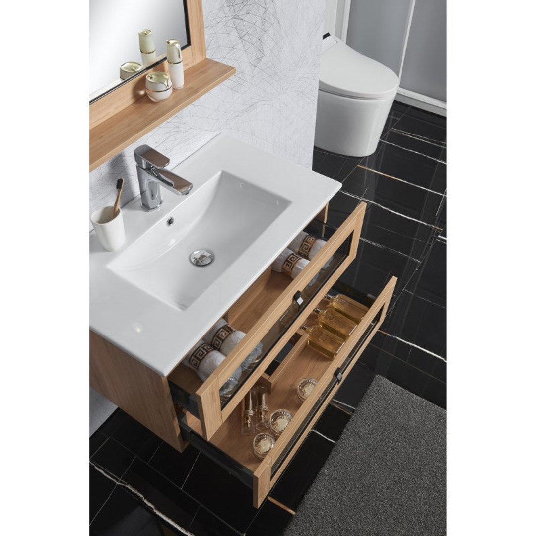 Belbagno Manhattan Wall Hung Vanity  Oak 800mm