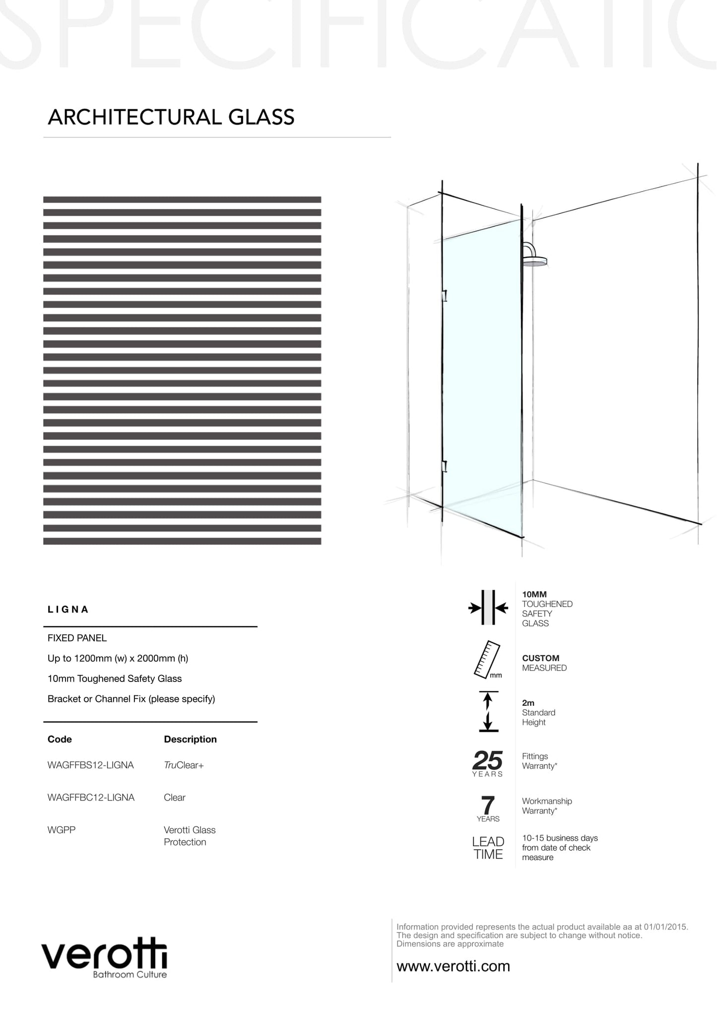 LIGNA - Up to 1200 x 2000 / TruClear+ with White Pattern / L-Bracket Chrome