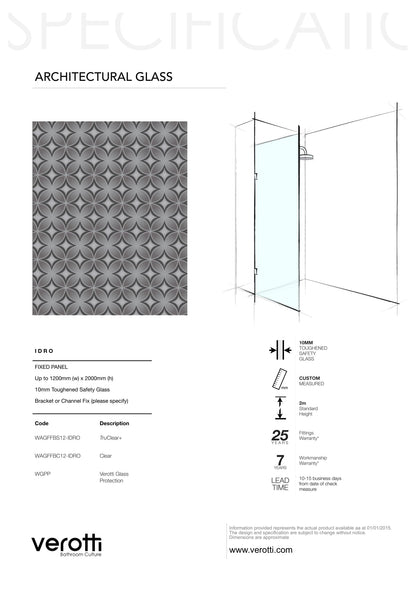 IDRO - Up to 1200 x 2000 / Grey / Wall Bracket Chrome