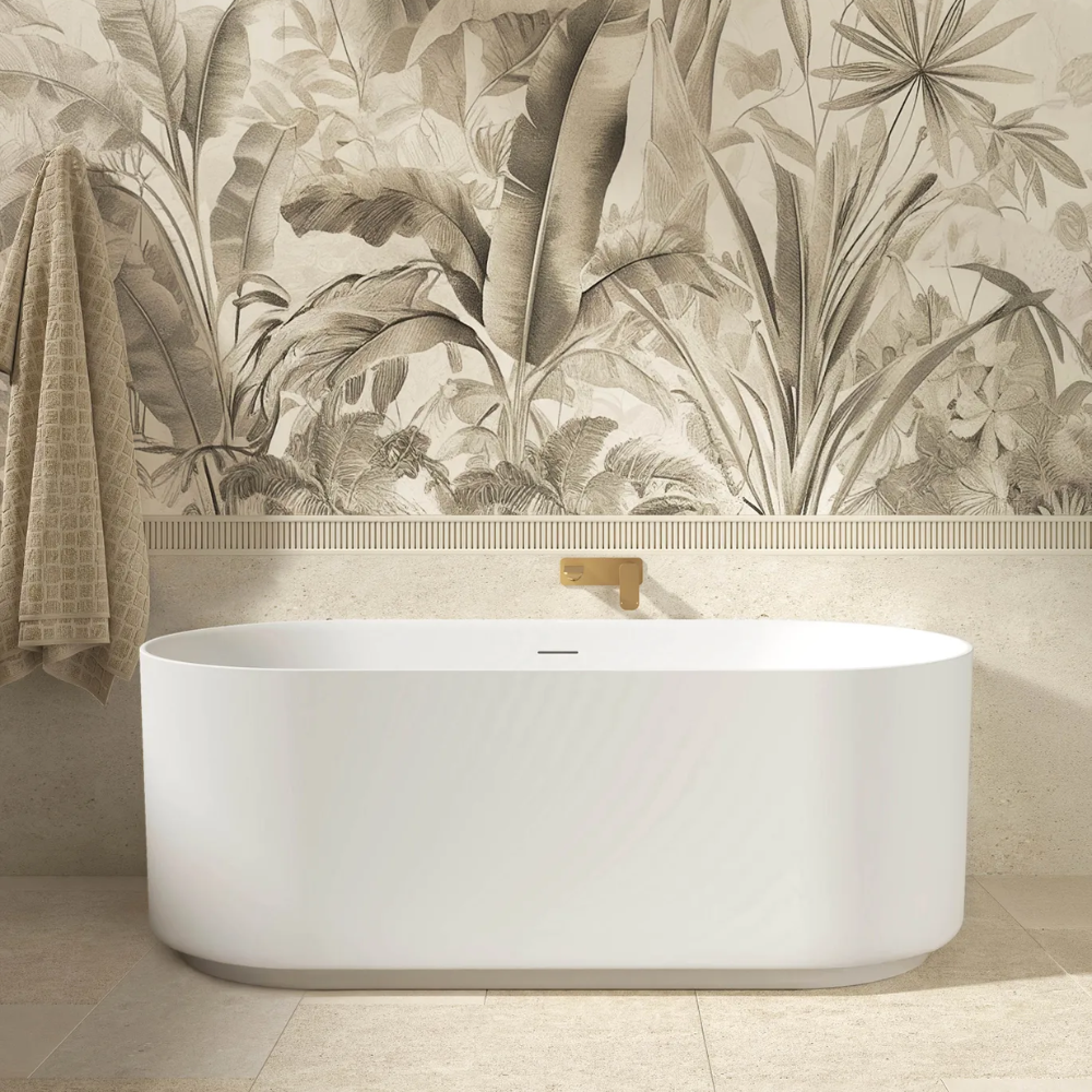 Otti Attica Celine 1500mm Freestanding Bath with Overflow Matte White