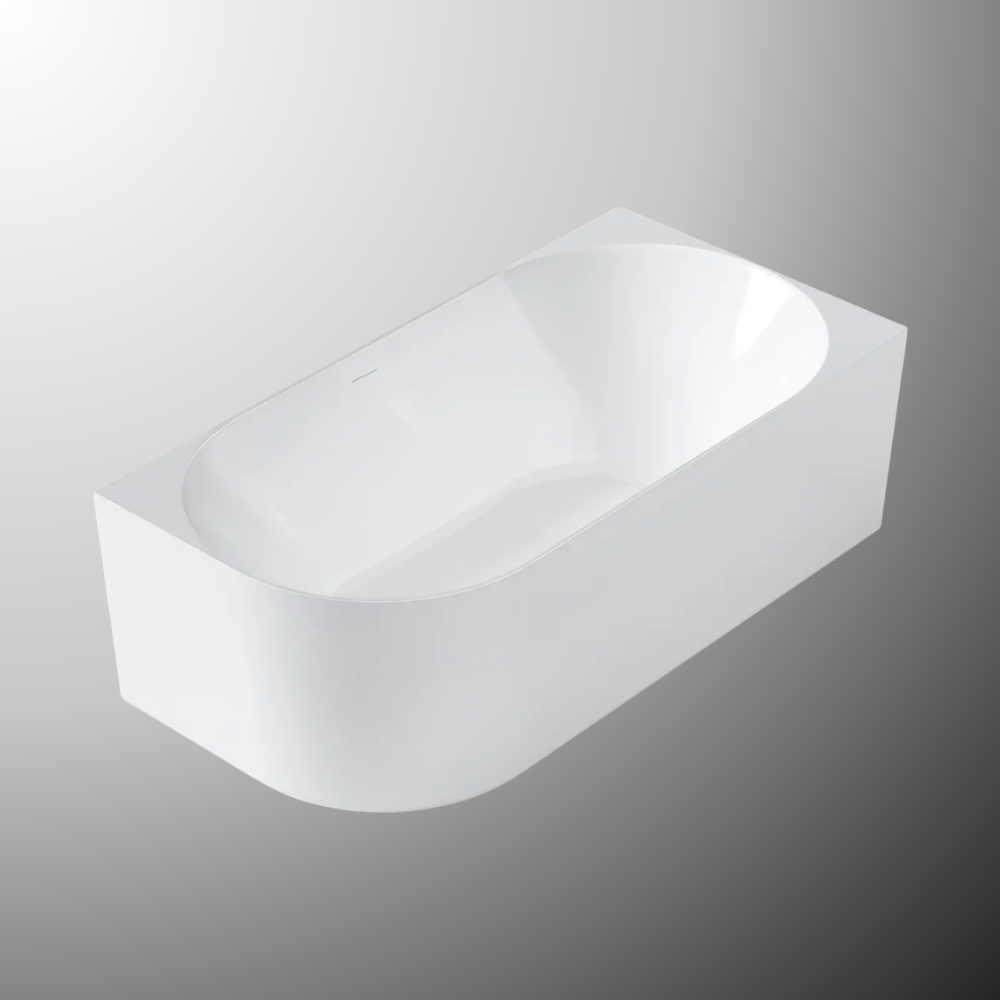 Otti Attica Celine 1500mm Right Corner Bath with Overflow Gloss White