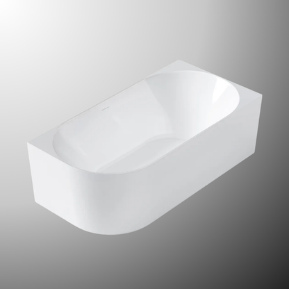 Otti Attica Celine 1500mm Right Corner Bath with Overflow Gloss White