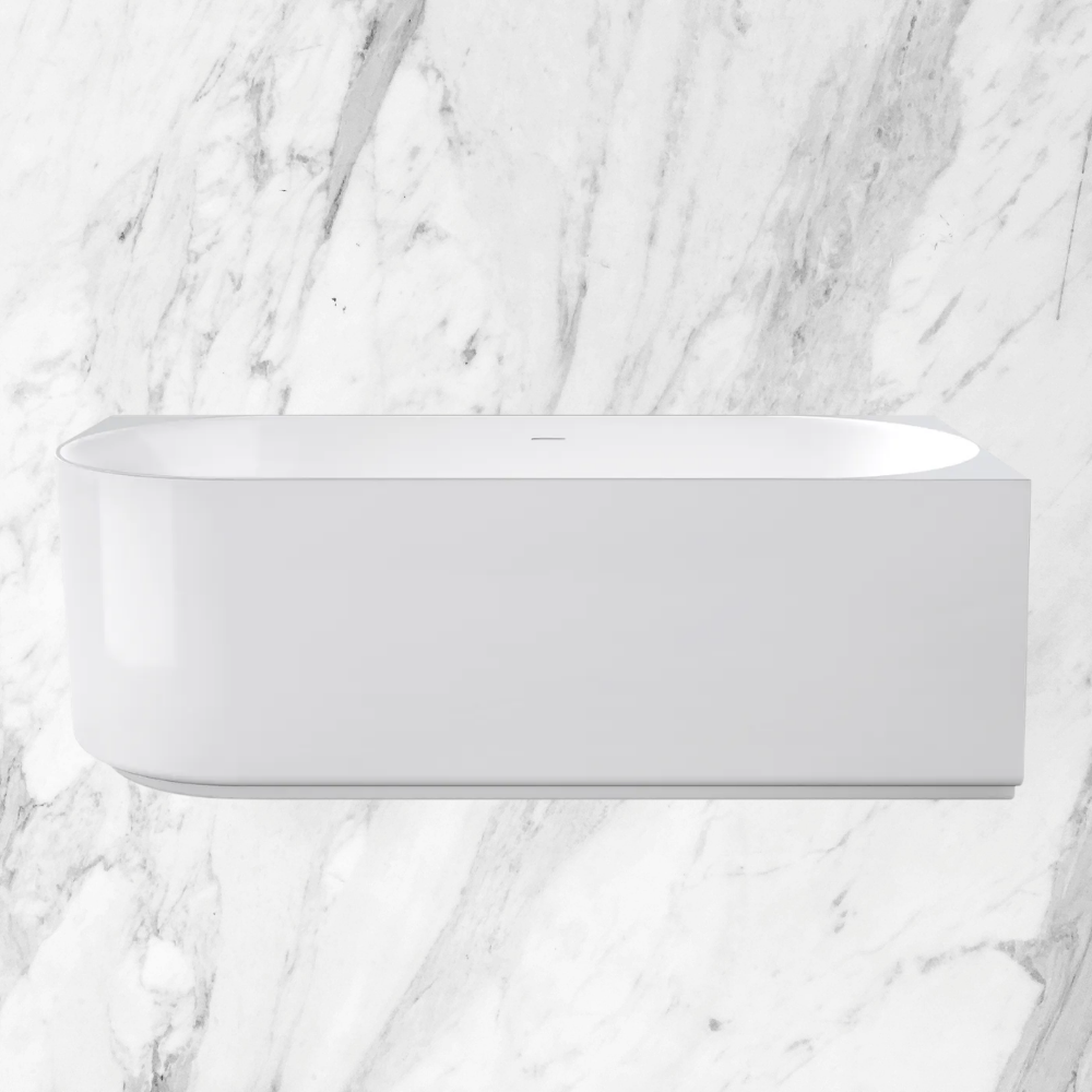 Otti Attica Celine 1700mm Right Corner Bath with Overflow Gloss White