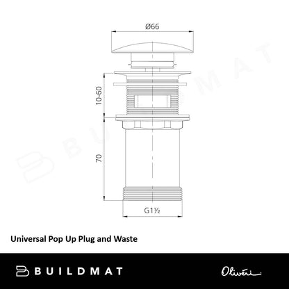 Oliveri Universal Pop Up Plug And Waste Gloss White