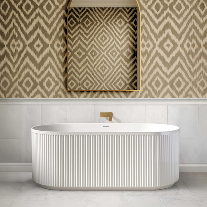 Otti Attica Havana 1500mm Fluted Freestanding Bath With Overflow Matte White