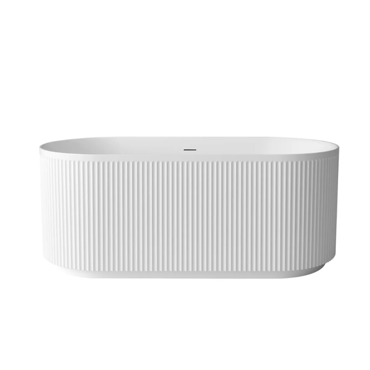 Otti Attica Havana 1500mm Fluted Freestanding Bath With Overflow Gloss White