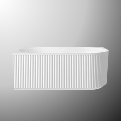 Otti Attica Havana 1500mm Fluted Left Corner Bath with Overflow Matte White