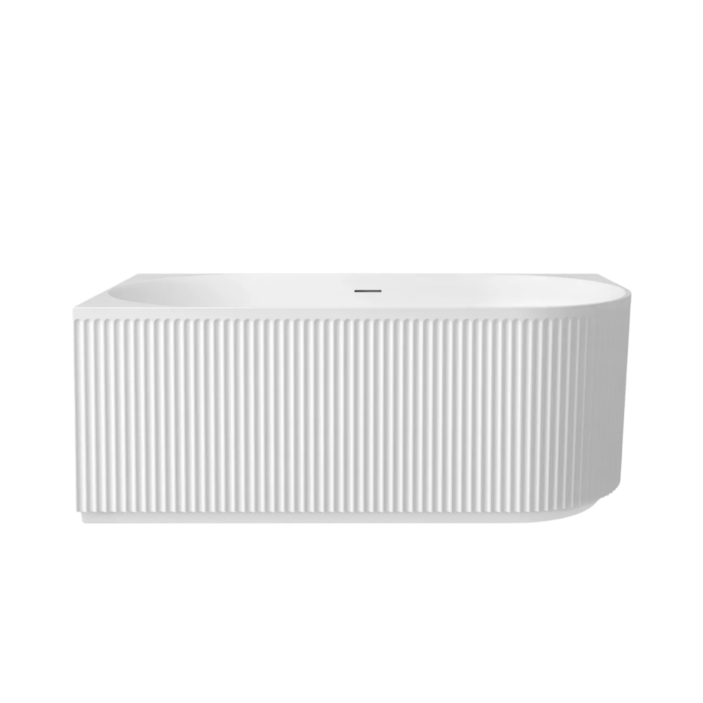 Otti Attica Havana 1500mm Fluted Left Corner Bath with Overflow Matte White