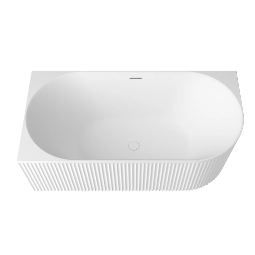 Otti Attica Havana 1500mm Fluted Left Corner Bath with Overflow Matte White