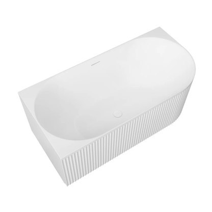 Otti Attica Havana 1500mm Fluted Left Corner Bath with Overflow Matte White