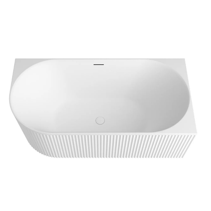 Otti Attica Havana 1500mm Fluted Right Corner Bath with Overflow Matte White