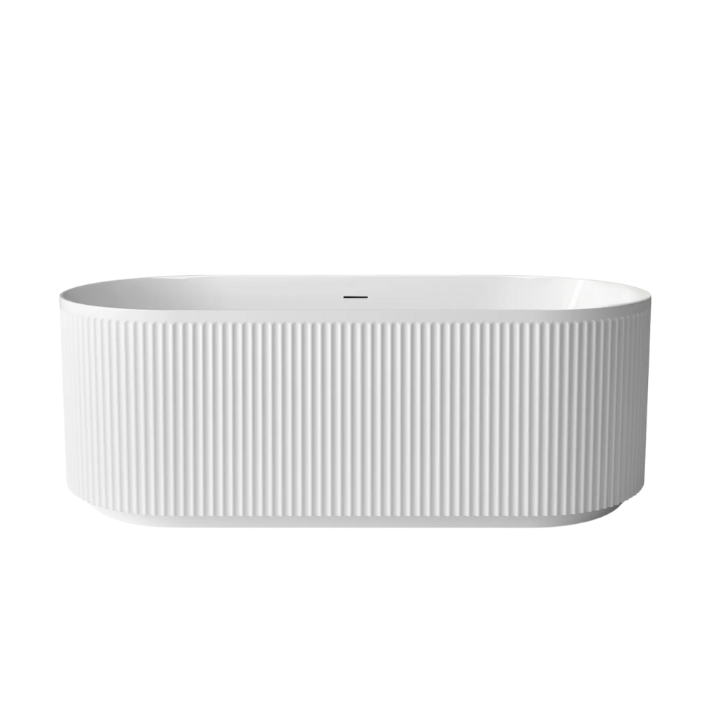 Otti Attica Havana 1700mm Fluted Bath with Overflow Gloss White