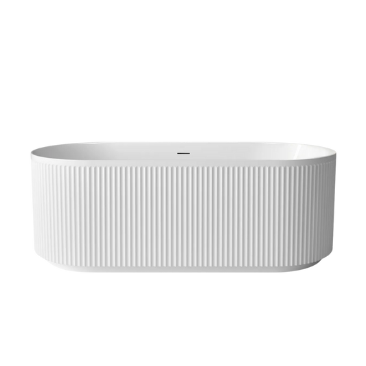 Otti Attica Havana 1700mm Fluted Bath with Overflow Gloss White