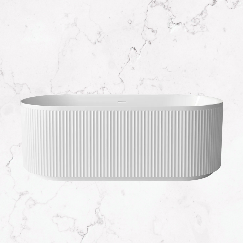 Otti Attica Havana 1700mm Fluted Bath with Overflow Gloss White