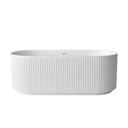 Otti Attica Havana 1700mm Fluted Bath with Overflow Gloss White