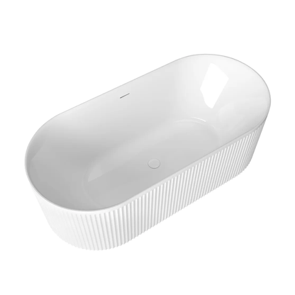 Otti Attica Havana 1700mm Fluted Bath with Overflow Gloss White