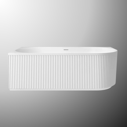 Otti Attica Havana 1700mm Fluted Left Corner Bath with Overflow Matte White