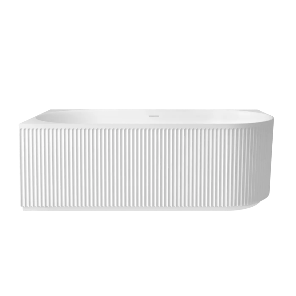 Otti Attica Havana 1700mm Fluted Left Corner Bath with Overflow Matte White