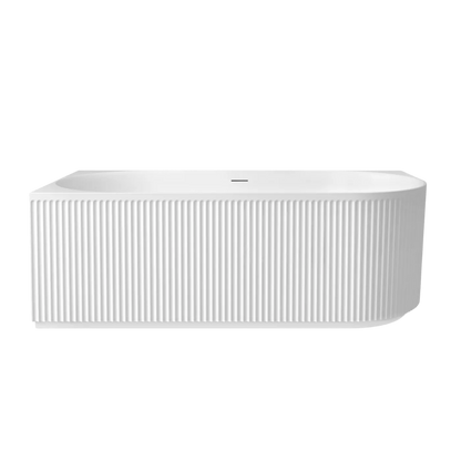 Otti Attica Havana 1700mm Fluted Left Corner Bath with Overflow Matte White