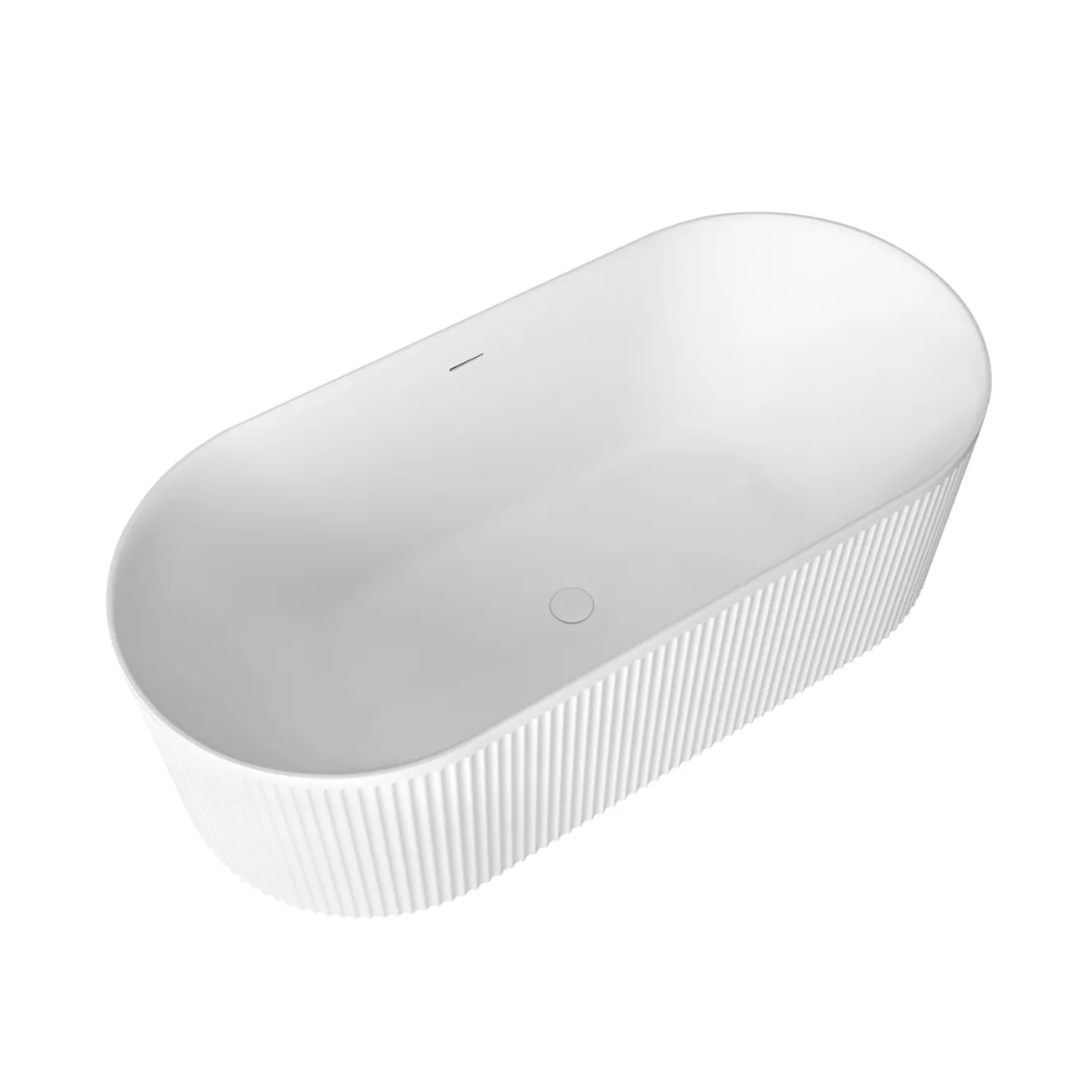 Otti Attica Havana 1700mm Fluted Bath with Overflow Matte White